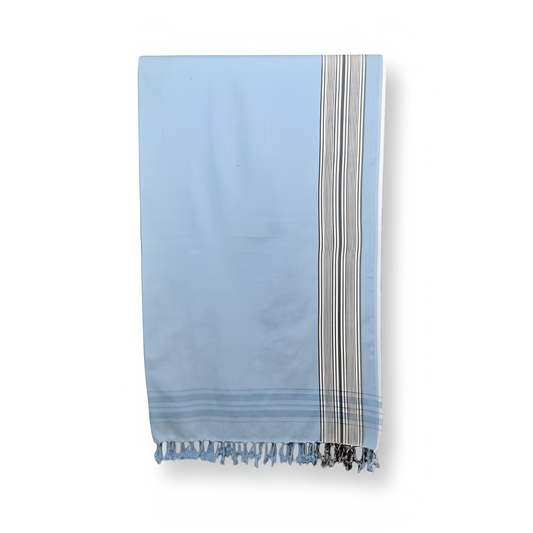 Kikoy - Baby Blue & Grey - 100% Pure Cotton